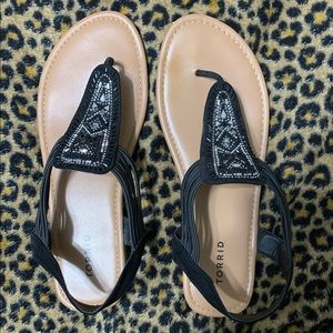 Black Sandals with Beading